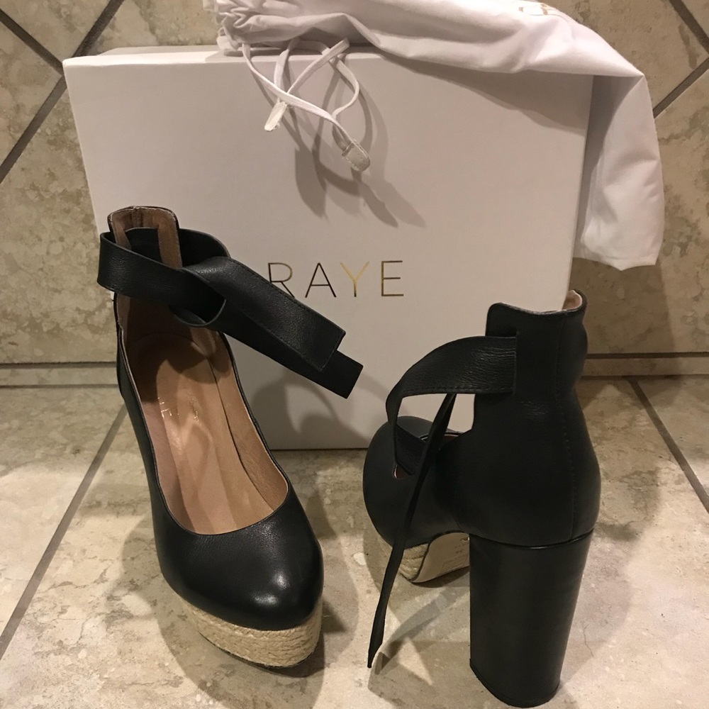 Raye Black Leather Harper Heels